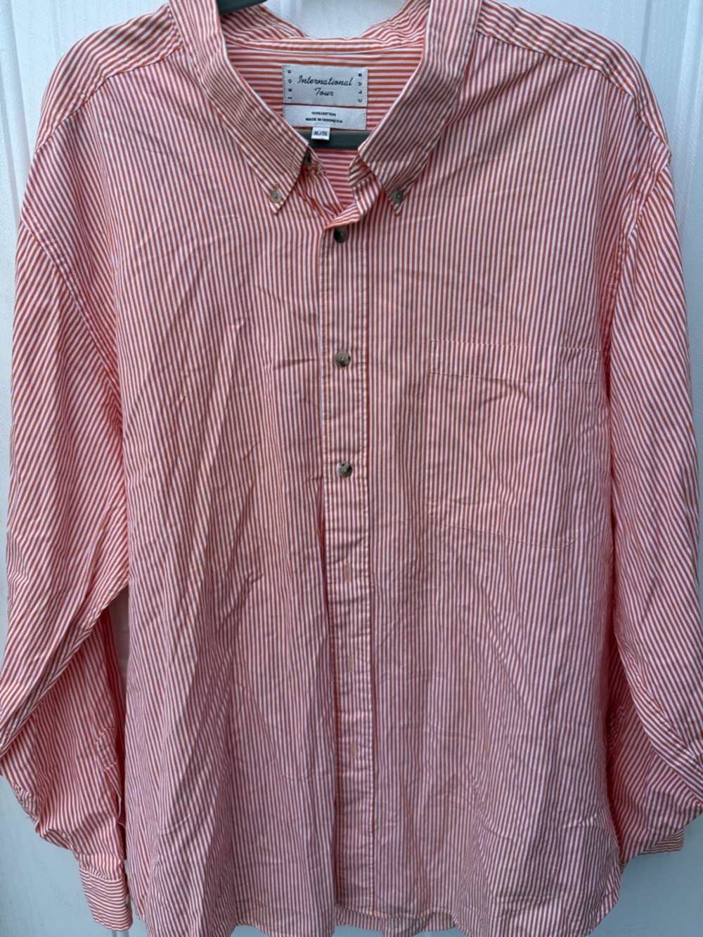 Men's Orange Striped Button-Down Shirt